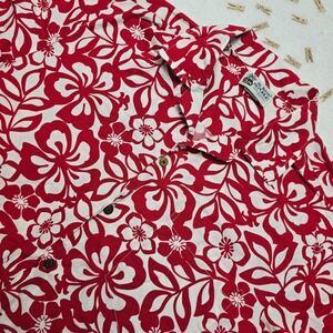 Aloha Republic Hawaii‎ Floral Button Down Shirt Red White Menswear